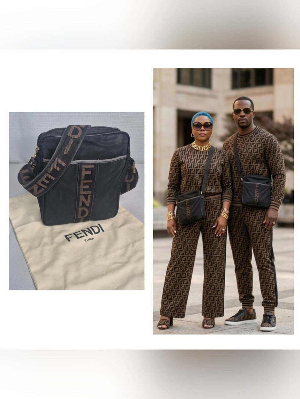 Fendi Vintage Nylon Unisex Crossbody Bag w/Dust Bag